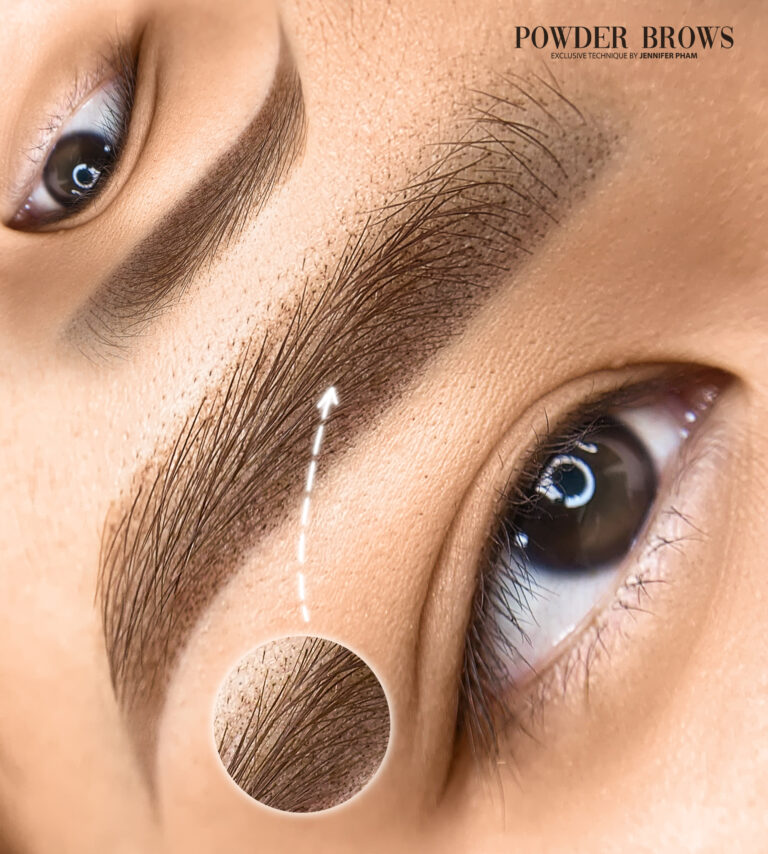 Powder brows, soft make-up finish